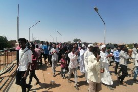Sudanese demonstrators in Atbara, Sudan