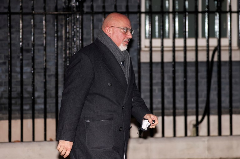 Britain's Education Secretary Nadhim Zahawi walks in Downing Street in London, Britain