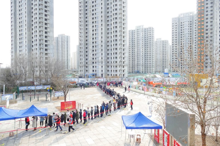 People line up for COVID-19 testing in Tianjin, China
