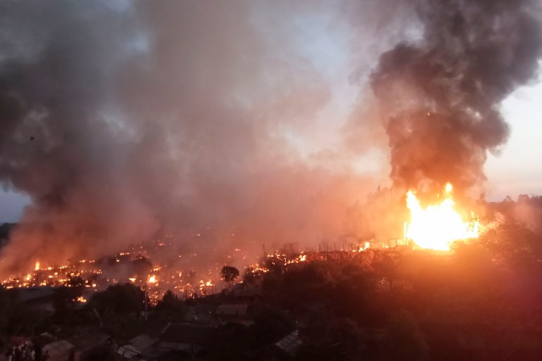 A general view of the fire that broke out at the Balukhali rohingya