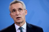 Stoltenberg told reporters in Berlin that he had proposed a series of meetings in the NATO-Russia council to &#39;try to find a way forward to prevent any military attack against Ukraine&#39; [Hannibal Hanschke/Pool via Reuters]