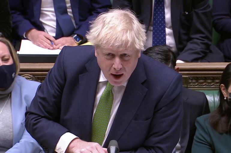 British Prime Minister Boris Johnson addresses the UK's Parliament