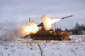 A Strela-10 anti-aircraft missile system of the Ukrainian Armed Forces fires during anti-aircraft military drills in Volyn Region, Ukraine, in this handout picture released January 26, 2022 [Press Service of the Ukrainian Ground Forces Command/Handout via Reuters]