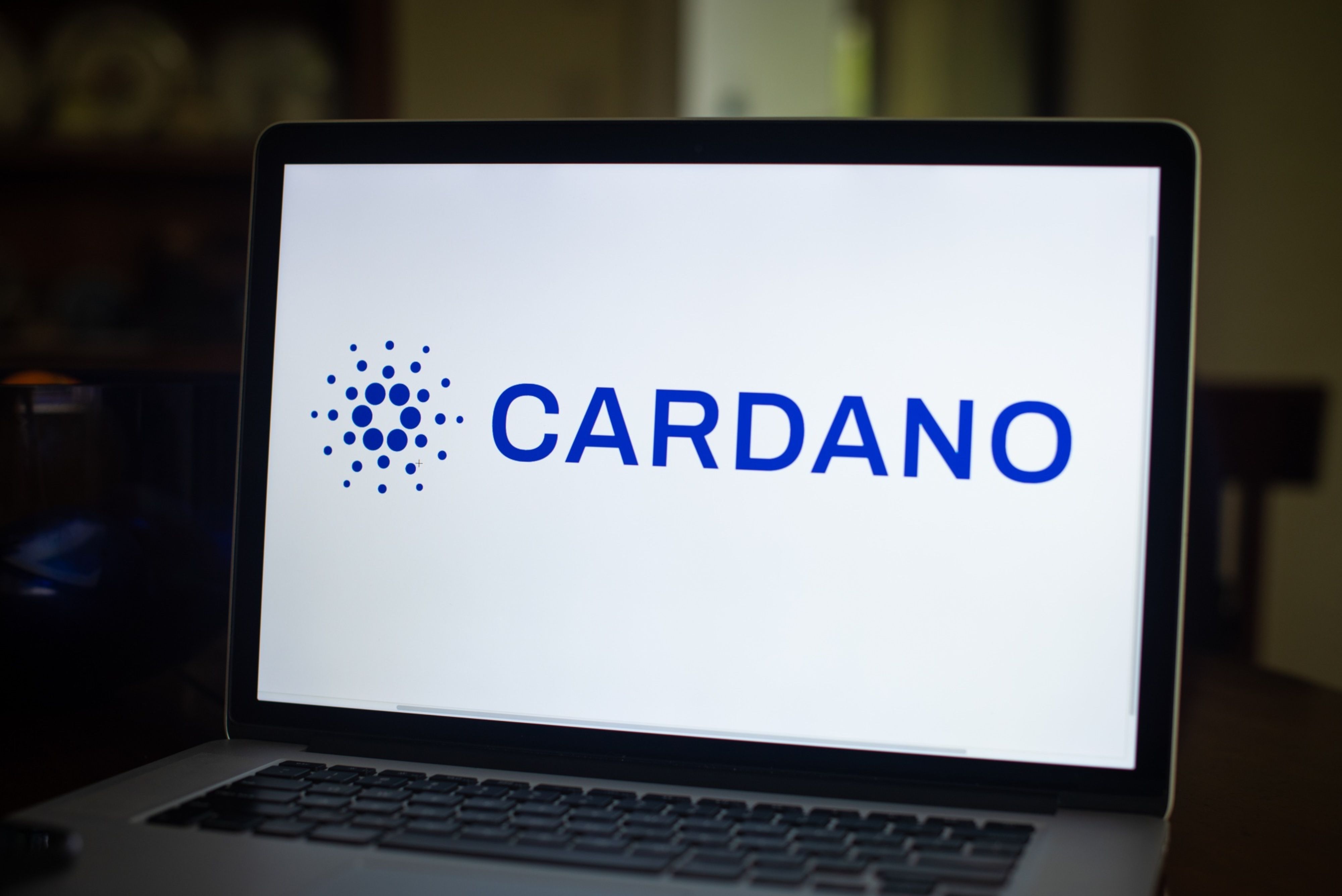 Il logo Cardano su un computer portatile