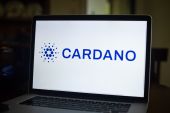 Data from Messari show Cardano’s 24-hour transaction volume at $5.31bn, compared with Ethereum’s $5.59bn [File: Tiffany Hagler-Geard/Bloomberg]