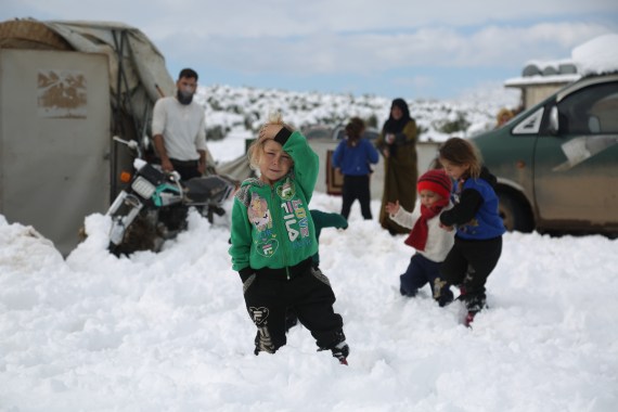 snowstorms affecting IDPs in northwestern Syria, in Sheikh Bilal Camp in Afrin. [Courtesy of Ali Haj Suleiman]