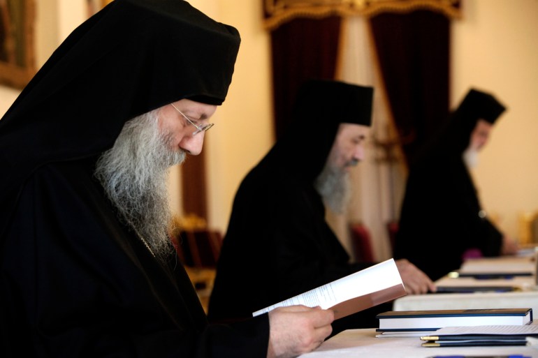 Bishops of Cyprus Orthodox Church reading