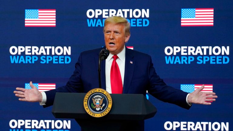 President Donald Trump speaks during a "Operation Warp Speed ​​Vaccine Summit" at the White House complex, in Washington.