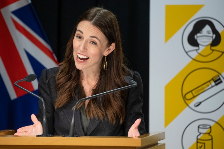 New Zealand Prime Minister Jacinda Ardern addresses a post Cabinet press conference at Parliament in Wellington