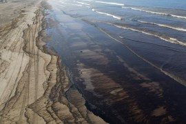 Oil pollutes Cavero beach in Ventanilla, Callao, Peru