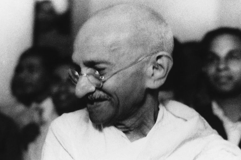 A file photo of India independence leader Mahatma Gandhi taken in Bombay