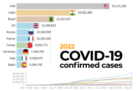 Infographic of the top 10 countries with COVID-19 cases