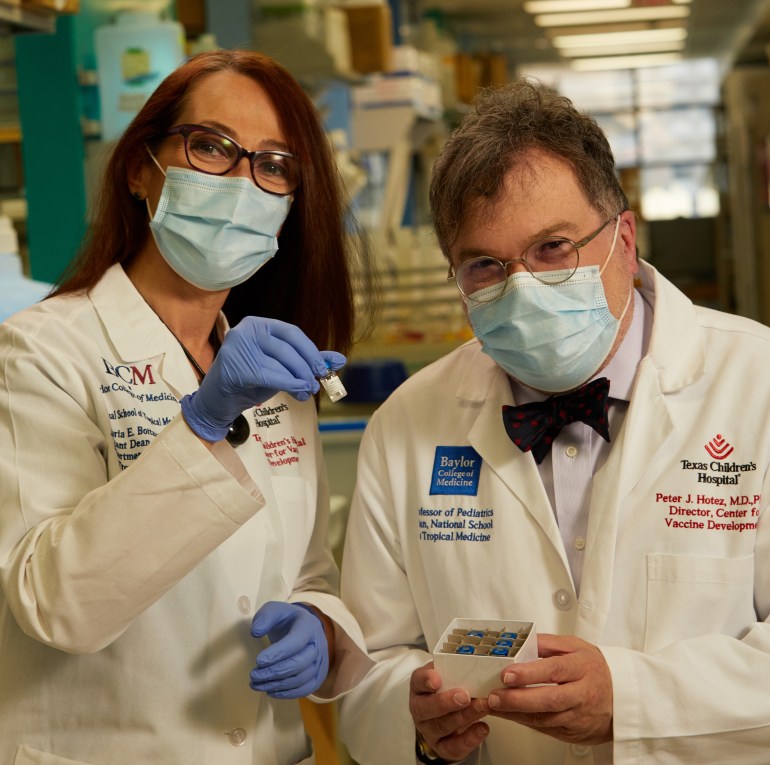 Drs. Maria Elena Bottazzi and Peter Hotez at Texas Children's Hospital used traditional technology to make a vaccine for global use.