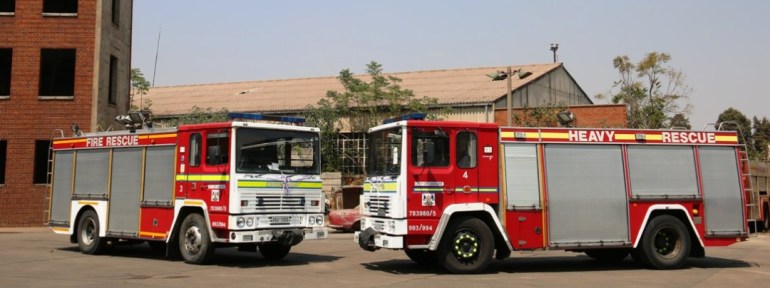 Two fire trucks in Harare, Zimbabwe 