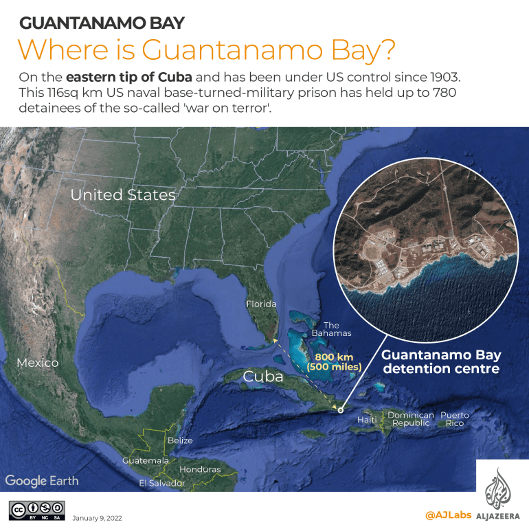 Map showing the location of Guantanamo Bay
