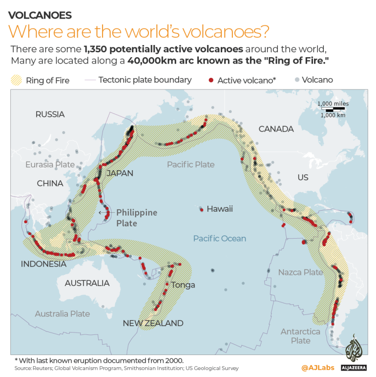 Map showing where the world's underwater volcanoes are