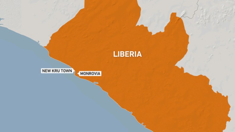 Map of New Kru Town and Monrovia in Liberia