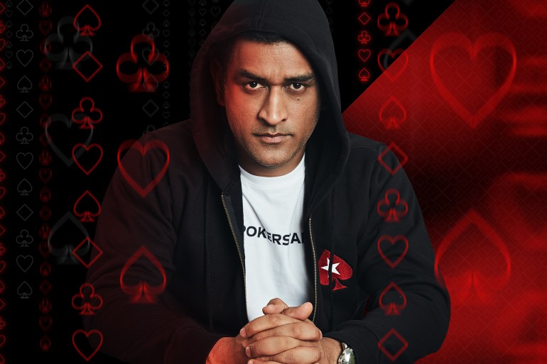 A PokerStars ad featuring brand ambassador, former Indian cricket captain MS Dhoni