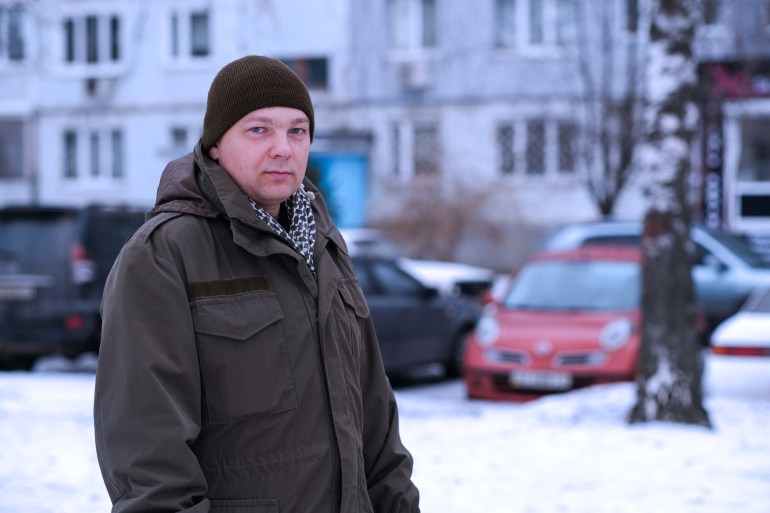 Mykola is pictured in Kharkiv, a city experts say Russia could invade