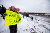 The protesters are unhappy that Prime Minister Justin Trudeau&#39;s Liberal Party government has imposed a COVID-19 vaccine mandate for cross-border truck drivers [File: Carlos Osorio/Reuters]
