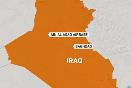 Map of Baghdad, Ain al-Asad airbase, Iraq