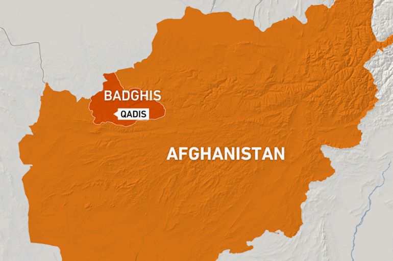 Map showcasing Qadis district in Afghanistan's western province of Badghis