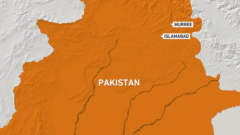 The map shows Murree, about 50km north of Pakistan's capital, Islamabad.