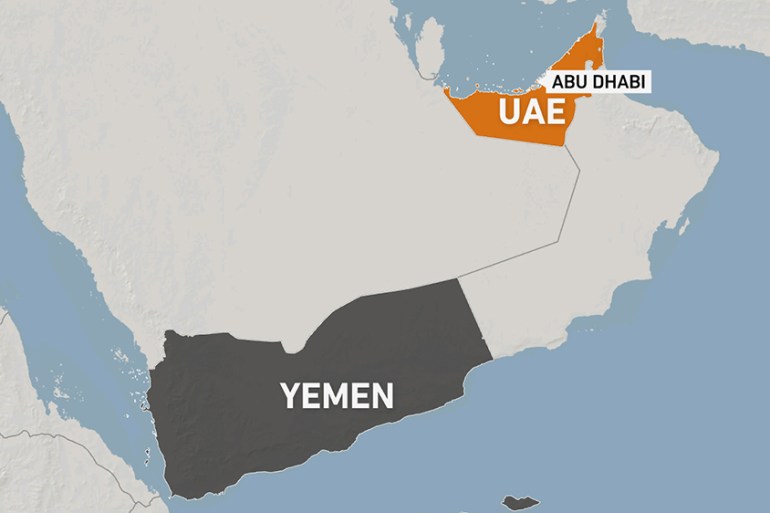 Abu Dhabi map, UAE map, Yemen map