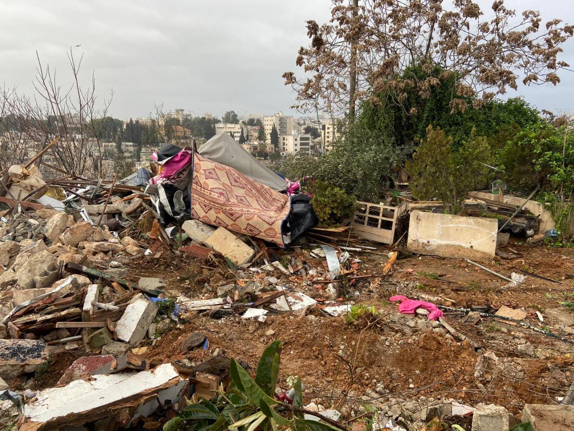 The ruins of the house demolished by Israeli forces in Sheik Jarrah neighbourhood.