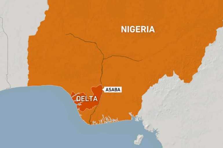 Map showing Asaba in the Delta region of Nigeria.