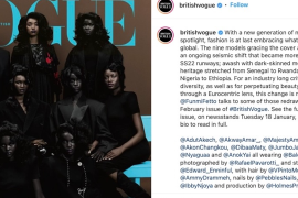 British Vogue February 2022 cover, showing 9 Black models, are seen as part of a Instagram post celebrating the initiative