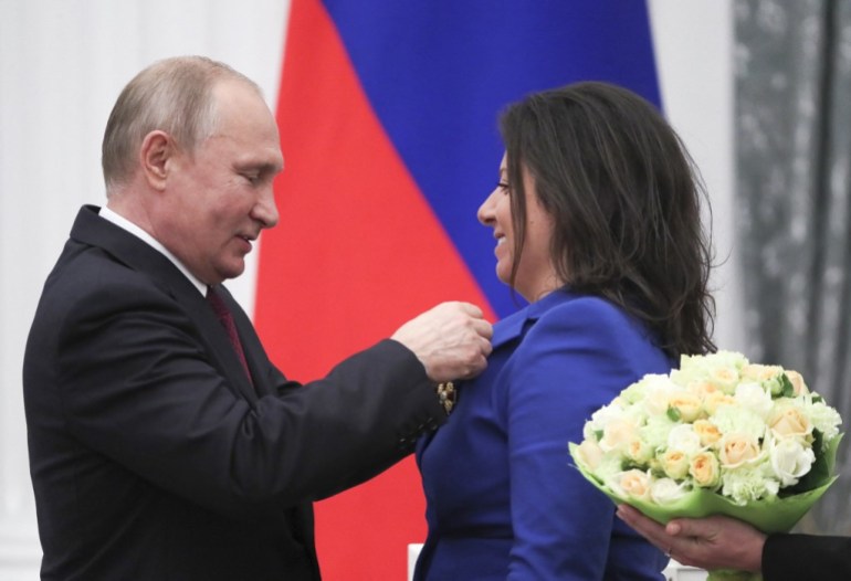 Putin awards the "Order of Alexander Nevsky" to Russian broadcaster RT's editor-in-chief Margarita Simonyan 