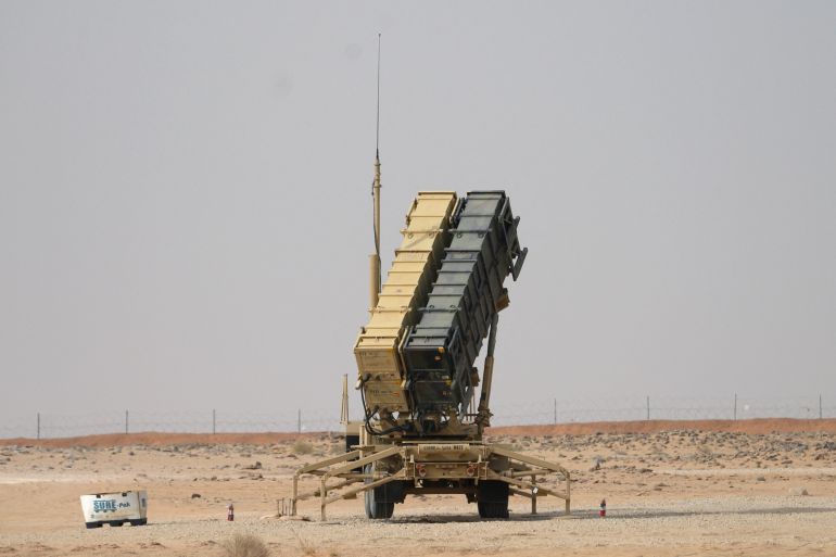 A Patriot missile battery is seen near Prince Sultan air base at al-Kharj