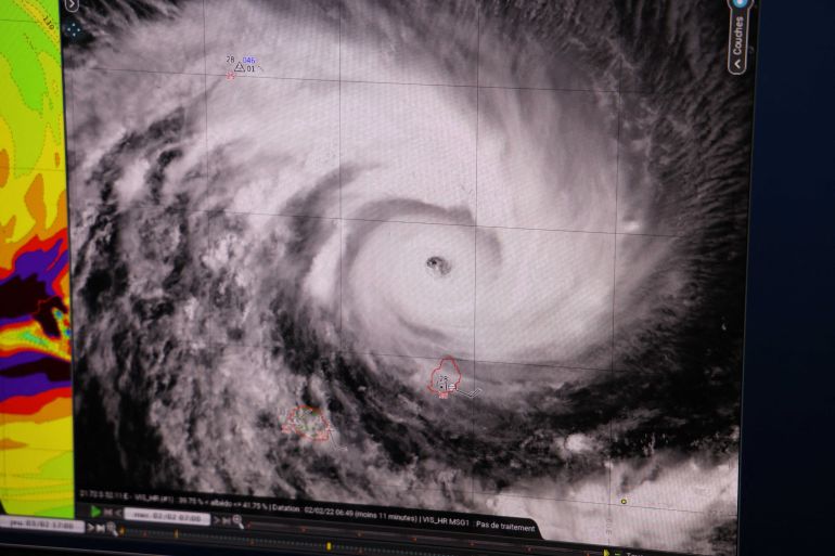 A computer image shows new tropical cyclone Batsirai