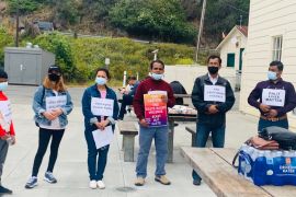 A Dalit group protesting against caste discrimination in San Francisco