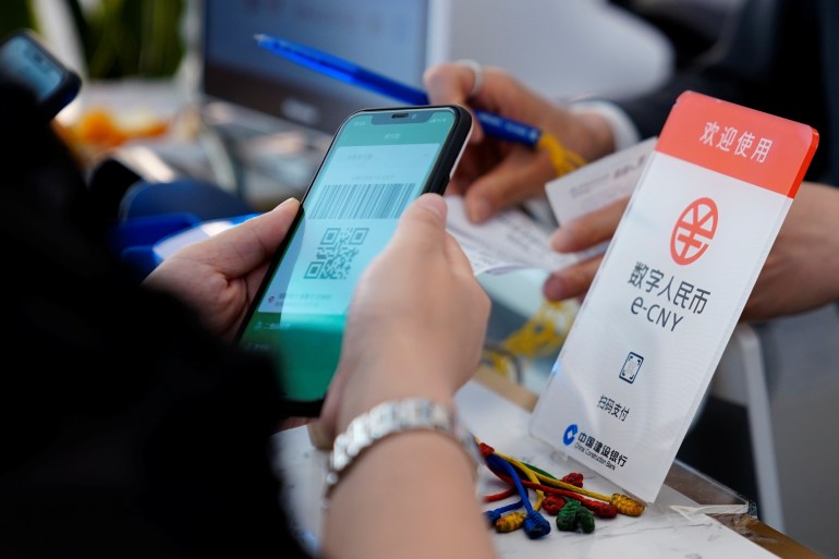 A shopper in China uses Digital yuan