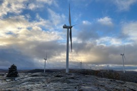 A view of the Roan onshore wind farm, as a Norwegian case over indigenous rights continues, in the Fosen region,