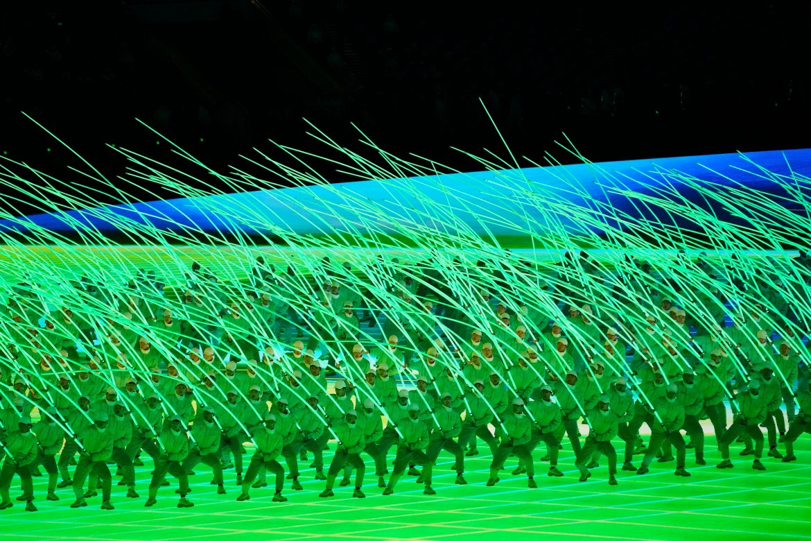Performers dance during the Opening Ceremony of the Beijing 2022 Winter Olympic Games at Beijing National Stadium.