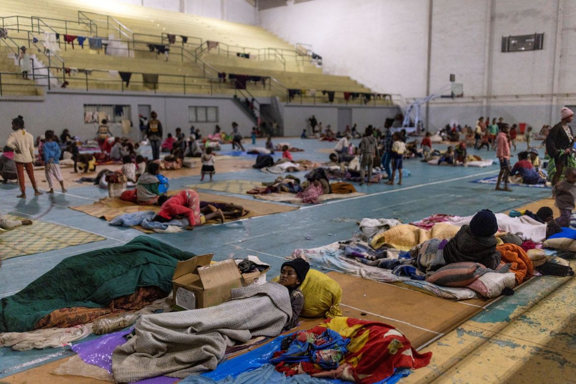 Locals find shelter at an evacuation centre