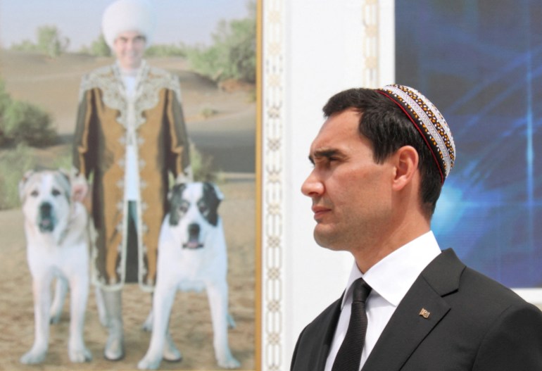 Turkmenistan's Deputy Prime Minister Serdar Berdymukhamedov, son of President Kurbanguly Berdymukhamedov, takes part in celebrations for the national Turkmen Horse Day and the Turkmen Shepherd Dog Day, near Ashgabat, Turkmenistan