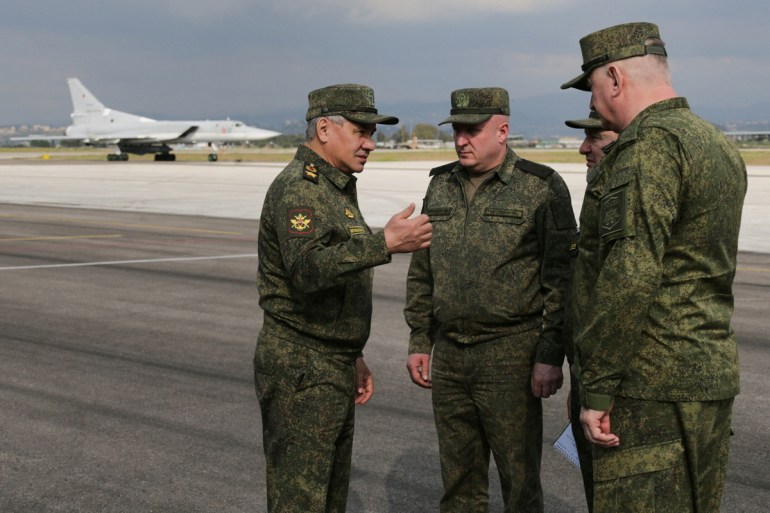 Russian Defence Minister Shoigu visits Russia's Hmeimim air base in Syria