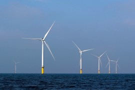 Power-generating windmill turbines are seen at the Eneco Luchterduinen offshore wind farm near Amsterdam, Netherlands