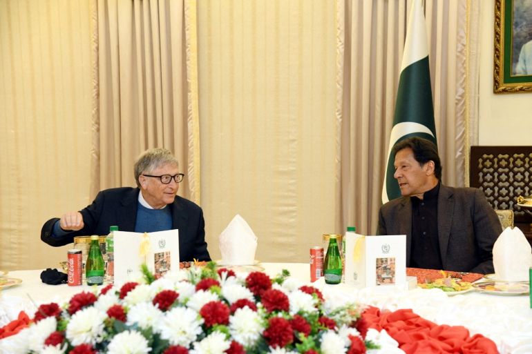 Pakistan's Prime Minister Imran Khan meets Microsoft co-founder turned philanthropist Bill Gates during his visit to Islamabad