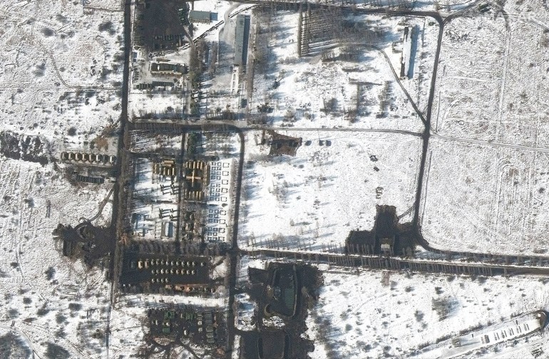 A satellite image showing what appears to be a new field hospital in western Russia