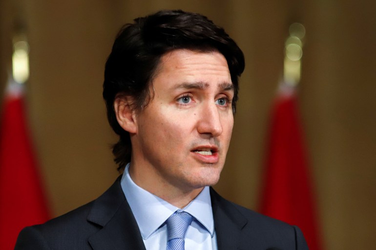 Canadian Prime Minister Justin Trudeau speaks during a news conference