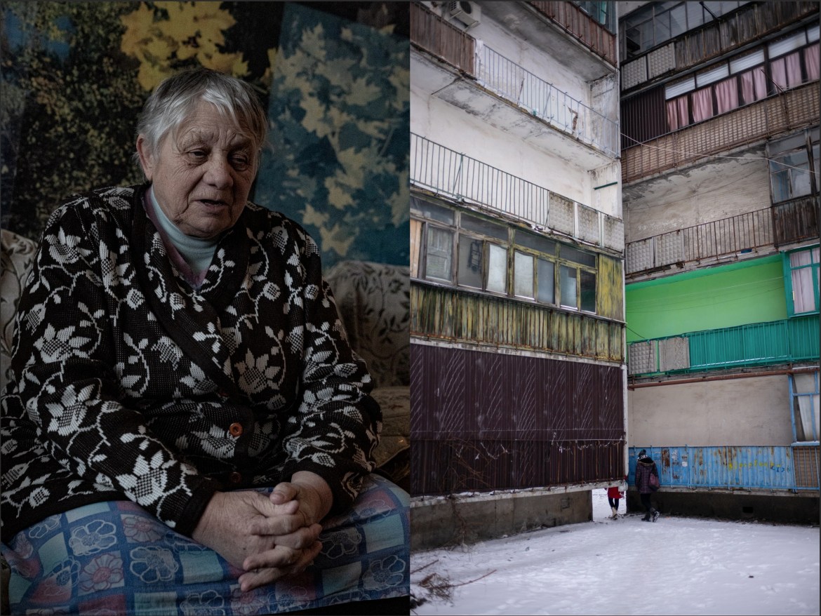 Ala Nikolaevna, 73, a Blind diabetes patient in her home in Chasiv Yar