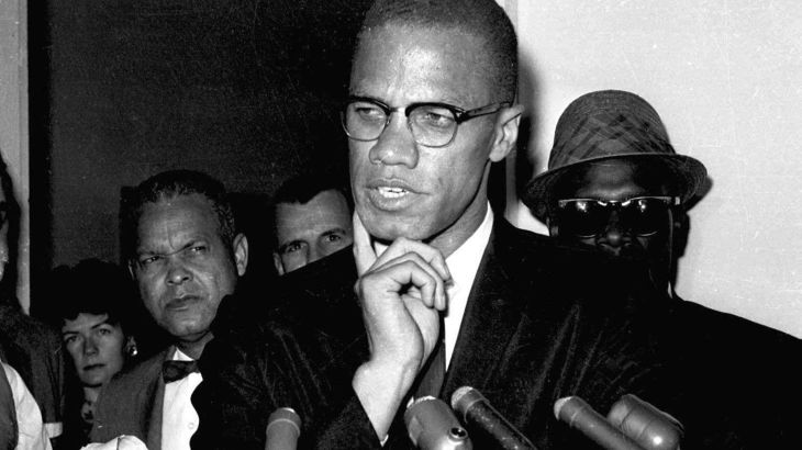 Malcolm X speaking at press conference
