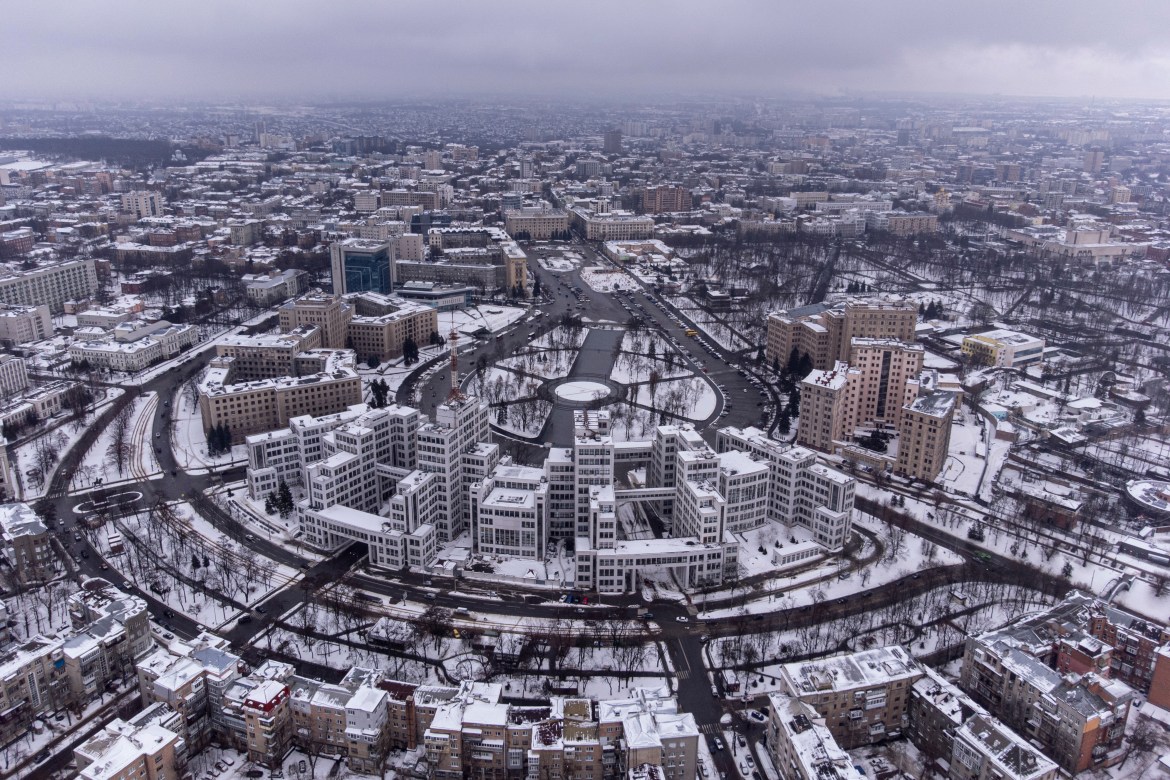 An aerial view on the center of Kharkiv