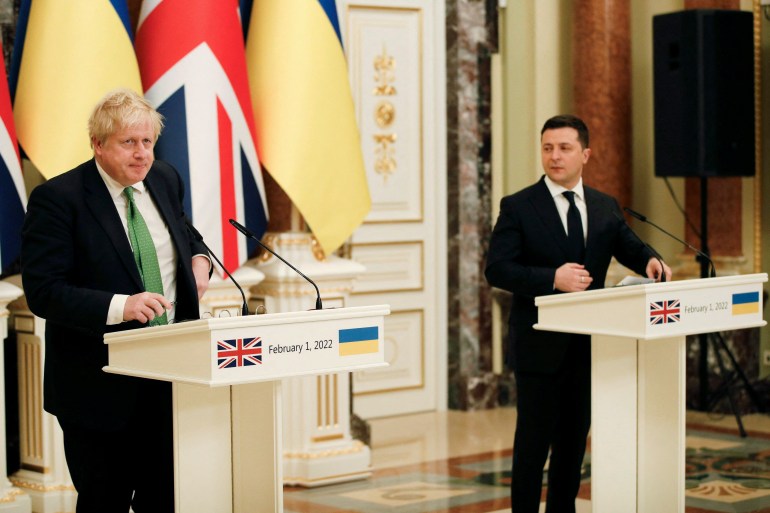 UK Prime Minister Boris Johnson with Ukrainian President Volodymyr Zelenskyy, in Kyiv