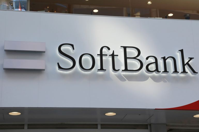 The logo of SoftBank Corp. is seen at its shop in Tokyo